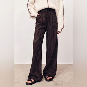 Brand New Fabrique Mariana Catta Checked Wide Leg Merino Wool Pant